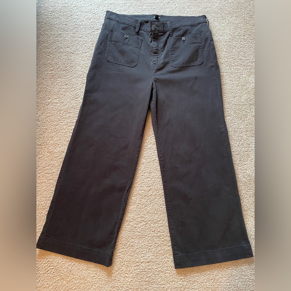 J. Crew Black Sailor Slim Wide Leg Chino Pant